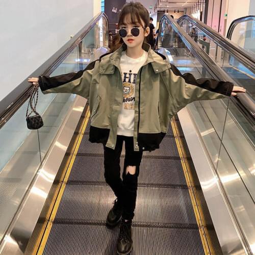 2021 Spring Autumn Kids Clothing For Girls Print Children Hooded Jacket Coats Casual Childrens Outerwear Baby Girl Clothes