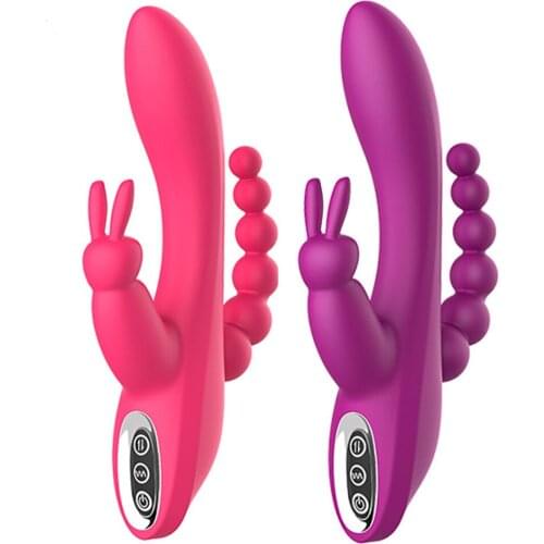 3 In 1 Dildo Rabbit Vibrator Waterproof USB Magnetic Rechargeable Anal Clit Vibrator Sex Toys for Women Couples adult toys