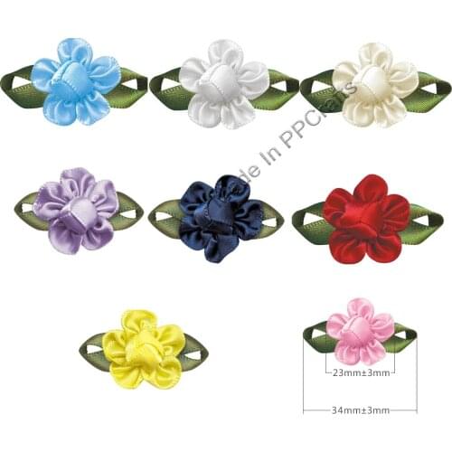 34-23MM Satin Ribbon Foliage Flower For Packing Cloth Hairbow DIY Crafts 200pcs Free Shipping