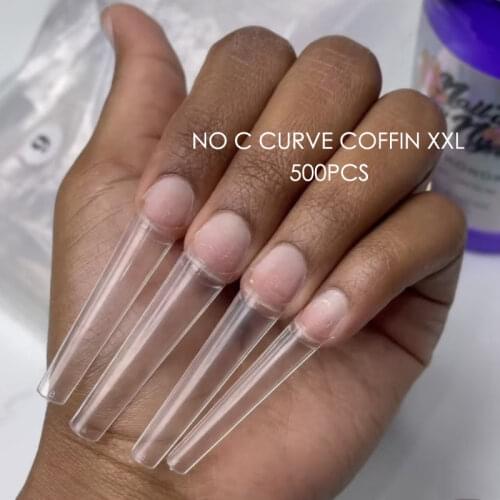 500pcs XXL Coffin No C Curve False Nail Tips Straight Square Half Cover Extra Long Nails Acrylic Gel Salon Supply
