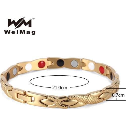 WelMag Health Magnetic Stainless Steel Bangle For Women Magnetic 4 Health Care Elements Bio Energy Charm Jewelry 2021