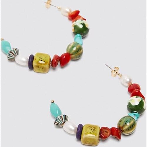 In Europe And The Geometric Exaggerated Beaded Earring Earrings Bohemia Manual Pendant Jewelry FOR Women Earing