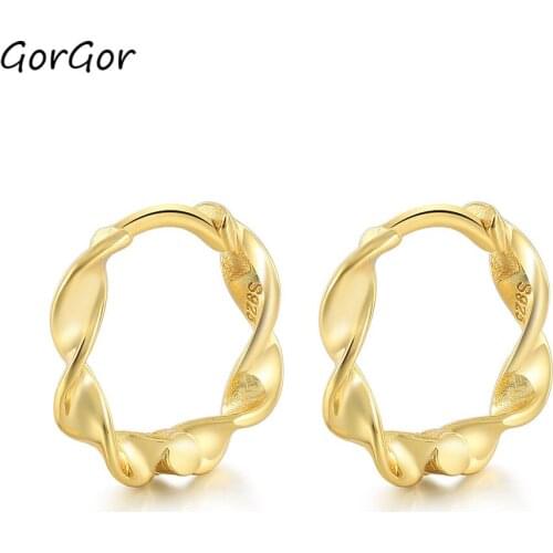 GorGor Stud Earrings Women 925 Sterling Wave Pattern Twisted Rope Exquisite Temperament Anniversary Trendy Jewelry 60202570803