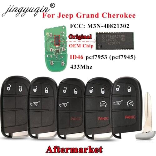 Jingyuqin 2/3/4/5 Button Smart Remote Key M3N40821302 Fob 433MHz For Jeep Grand Cherokee 2013-2020 ID46 pcf7945 7953 Car Key Fob