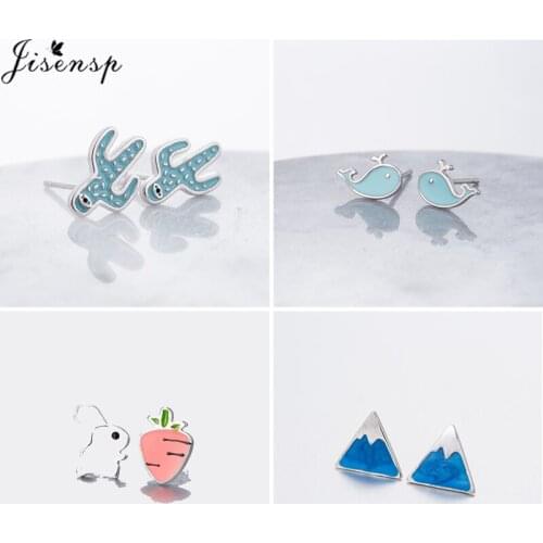 Jisensp 2020 Christmas Gift Bohemian Style Elegant Cactus Stud Earrings Lovely Bunny Whale Earrings for Women bijoux femme