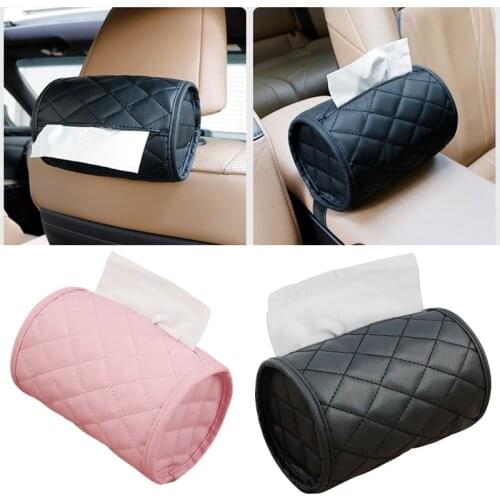 Leather Car Tissue Box Decoration Car Decoration Accessories Tissue Boxes in Car Accessories for Girls Boys Pink Black