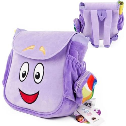 2019NEW HOT Echt Dora de Explorer 26cm aap Vos Zachte Pluche pop Rugzak Rescue Bag met Kaart, paars roze kleur gratis verzending