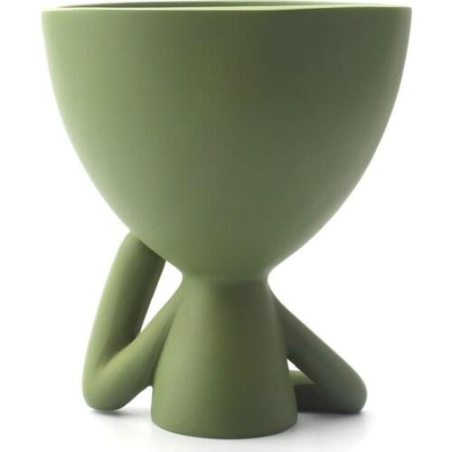 Cute Small Person With Gills To Store Ornaments Desktop Green Plant Fleshy Small Flowerpot Porch Key Storage Plate