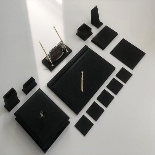 Office Desk Leather Mat Set Organizer Accessories Best Quality BLACK 2 (Office Supplies, Office Destop Set, Desk Organizer,)