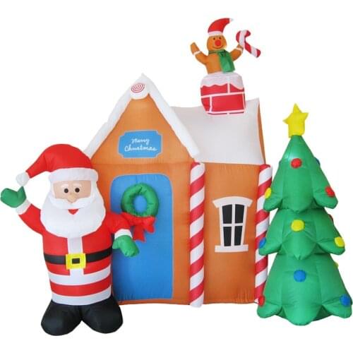 Inflatable Christmas Decor Giant Santa Clause Family Lovely Inflatable Gingerbread House Model Garden Decoration Outdoor Toys