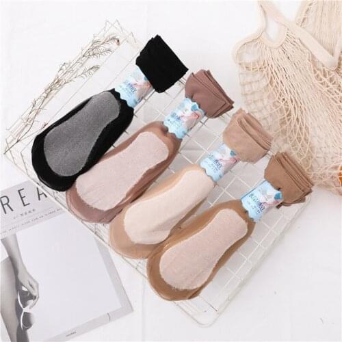 10 Pair/Lot Spring Summer Women Soft Socks Female Casual Non-Slip Transparent Ladies Girls Thin Nylon Crystal Silk Short Sock