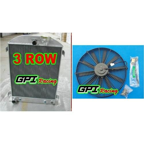 New 3core 1932 32 FOR FORD HIBOY HI-BOY CHOPPED FOR FORD ENGINE Aluminum Radiator + fan
