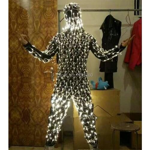 WYY New Design Led Luminous Colorful Robot Suit Led Illuminated Clothing Growing Light Up Performance Stage Ballroom Costume