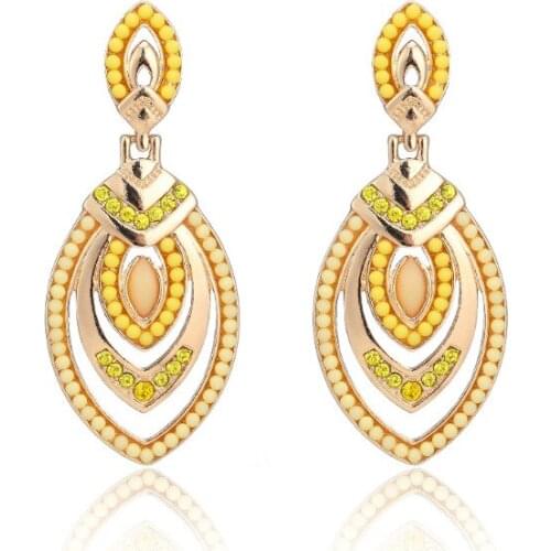 ORNAPEADIA 2021 New Earrings for Women Bohemian Ethnic Beads Geometric Drop-shaped Hollow Zinc Alloy Earrings Luxury Jewelry