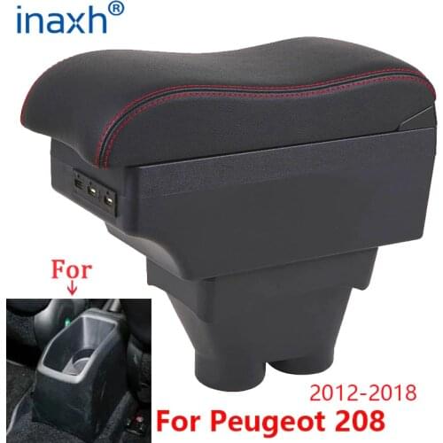 For Peugeot 208 Armrest Box 2012-2018 Storage box Car Holder Ashtray Interior accessories Retrofit parts 7USB 2017 2016 2015