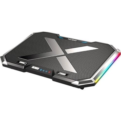 NUOXI Gaming Laptop Cooler Six Fan Led Screen Two USB Port RGB Lighting Laptop Cooling Pad Notebook Stand for Laptop 12-17 inch