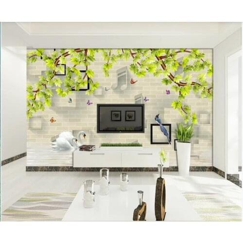 Custom photo 3d wallpaper European tree 3D musical notes brick wall background home decor living room wallpaper for walls 3 d