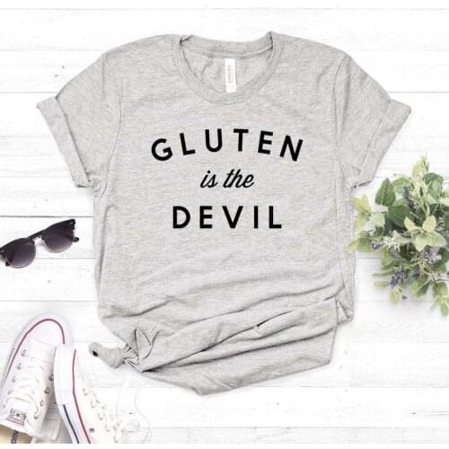 Gluten Is The Devil Print Women tshirt Cotton Casual Funny t shirt For Yong Lady Girl Top Tee Hipster Drop Ship NA-365