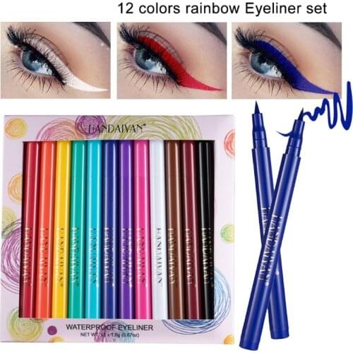 Q1QD 12 Colors Matte Colorful Liquid Eyeliner Set Great Versatility Waterproof High Pigmented Smudgeproof