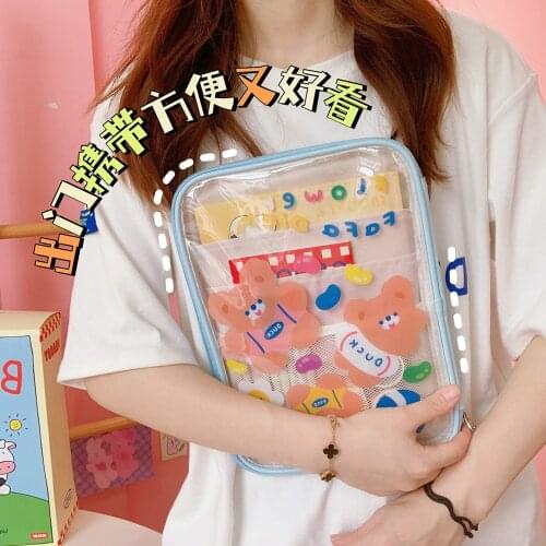School office cute PVC waterproof transparent tablet 11 inch ipad protective cover backpack liner stationery storage bag