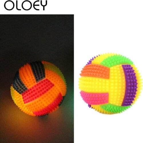 Luminous Dog Toy Football Durable Bouncy Balls Bouncy Bite- resistant Dog Chewing Ball Dog Training Toys with Sound and Light