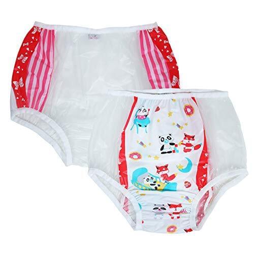 2PCS abdl adult baby pants incontinence elastic band plastic reusable panties ​ddlg PVC little space pampers diapers panties 5