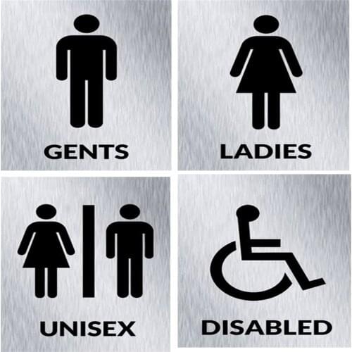 Customized Ladies Gents Unisex Disabled Toilets Bathroom Aluminum-plastic composite board Door Signs 150x100mm