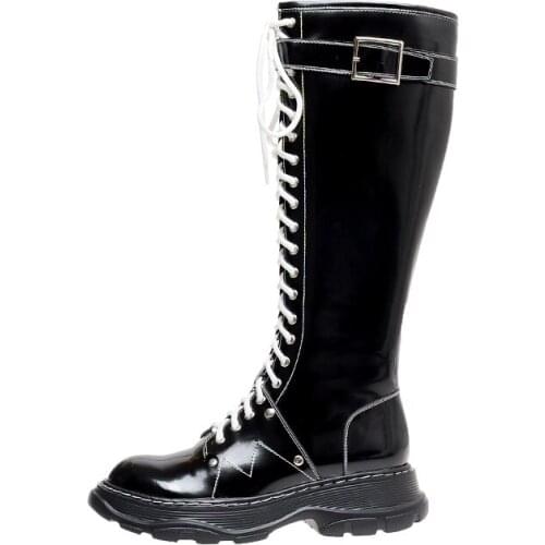 QZYERAI New style The knee boots Genuine leather Female boots scooter Womens boots cowhide Womens shoes