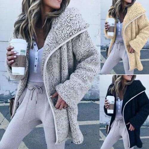 Weweya Warm Winter Lady Overcoat Female Fur Overcoat Women Faux Fur Coat Soft Fluffy Fleece Hooded Jacket Casual Long Outerwear