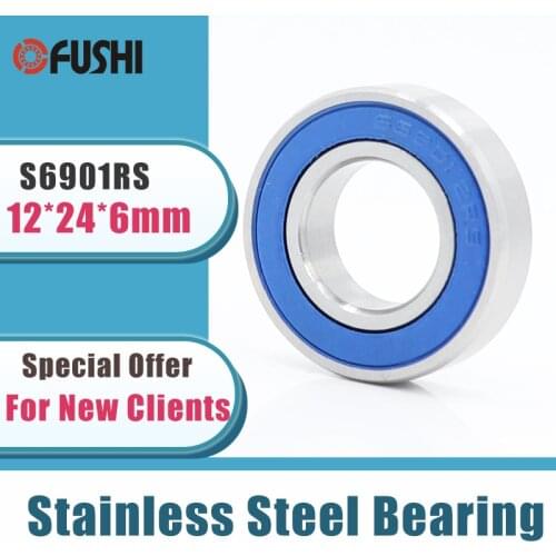10PCS S6901RS Bearing 12*24*6 mm ABEC-3 440C Stainless Steel S 6901RS Ball Bearings 6901 Stainless Steel Ball Bearing