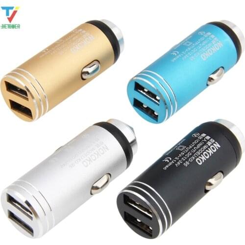 100pcs/lot New Car Charger Bullet Universal 3.1A Aluminum Alloy Metal Dual USB Mini Multifunctional Car Phone Charger