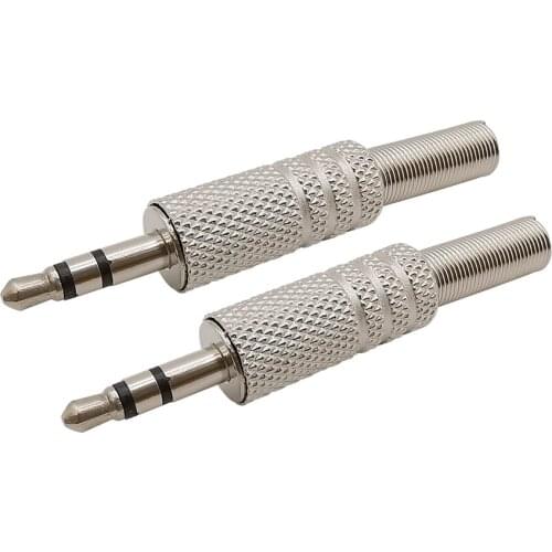 2Pcs 3 Pole 3.5mm Audio Plug Dual Channel 3.5 Male Repair Headphones Soldering Plugs Connector with Spring Tail for Earphone DIY