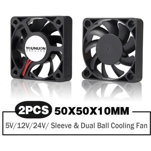 2 Pieces Dual Ball Bearing 50x50x10mm 50mm 5cm DC Brushless Cooling Fan 5V/12V/24V Cooling Cooler Fan