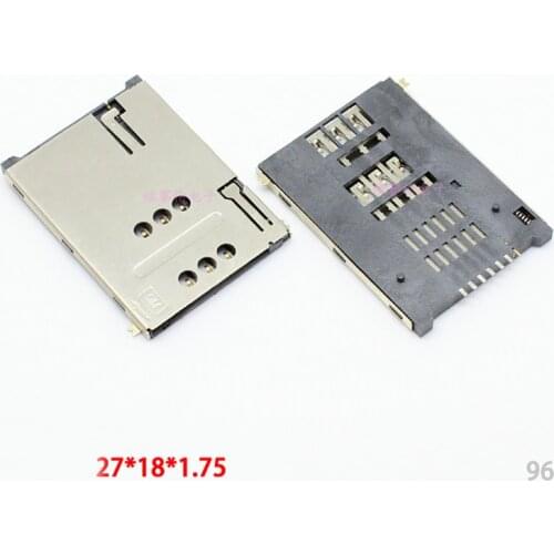 2pcs/lot SIM Card Holder Connector 6+1 7P Memory Card Adapter For Phone Tablet PC, SMT Self Push Type