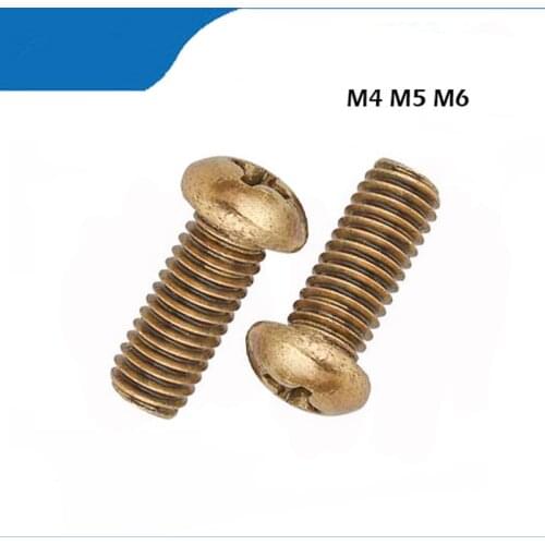 20pcs/30pcs/50pcs GB818 Round head Cross groove screws brass Copper M4 M5 M6 screws pan head screws copper PM screws