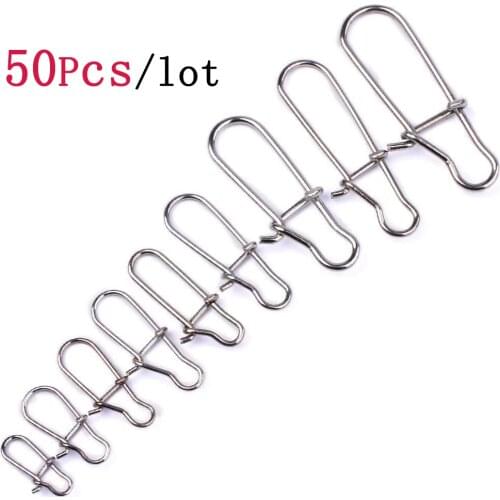 50pcs/lot 0#-8# NiceFastlock 304 SUS Snap Fishing Barrel Swivel Safety Snap Swivel Snap Fishing Swivels Tackle Accessories