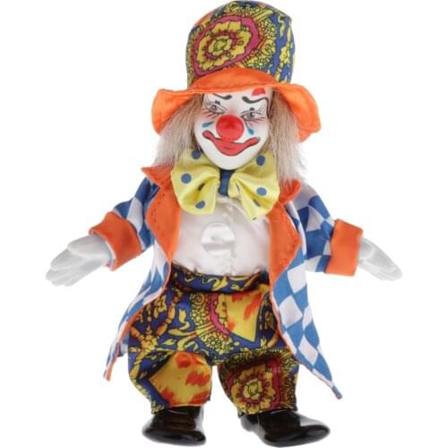 6.3inch Vintage Porcelain Clown Doll Figurine Home Office Desktop Decor Clown