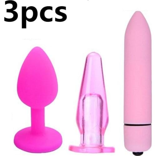 3pcs Anal Plug Vibrator Silicone Dildo Butt Plug Vagina G Spot Masturbator Adult Sex Toys For Women Men Sex Shop Bullet Journal