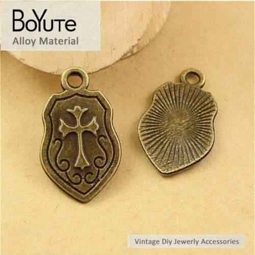 BoYuTe (100 Pieces/Lot) 24*14MM Wholesale Antique Bronze Plated Zinc Alloy Templar Knight Shield Pendants for Jewelry Making
