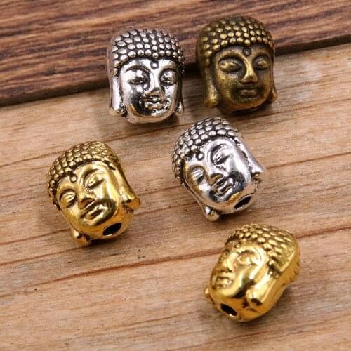 8pcs 8*9*11mm 2 Color Buddha Head Portrait Bead Spacer Bead Charms For Diy Beaded Bracelets Jewelry Handmade Making