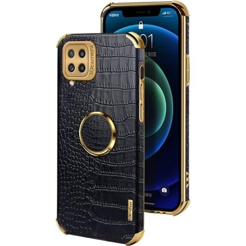 Crocodile Leather Phone Case for Samsung Galaxy M32 4G A82 A22 A42 Metal Ring Stand Cover for Galaxy A11 A12 A21s A32 A52 A72 5G