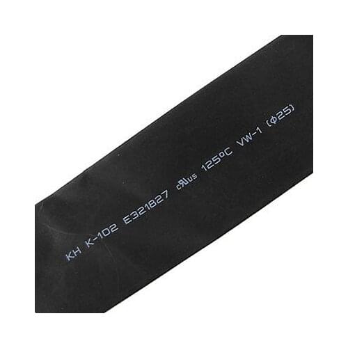 Black 25mm Diameter Polyolefin 2:1 Halogen-Free Heat Shrink Tubing 1M 3.3Ft