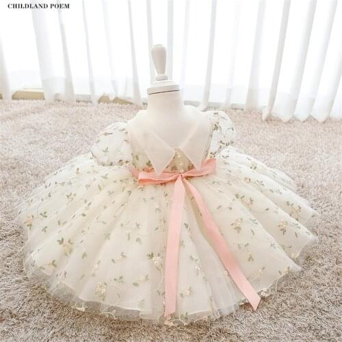 Baby Wedding Birthday Party Dress Princess Kids Dresses For Girl Flower Baby Baptism Christening Dress Teenager Girl Ball Gown