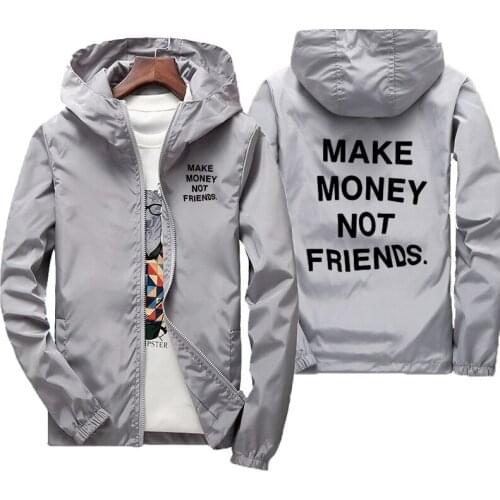 Mens jacket make momentum not friends print spring and summer jacket mens street Hoodie thin coat mens casual coat 7XL