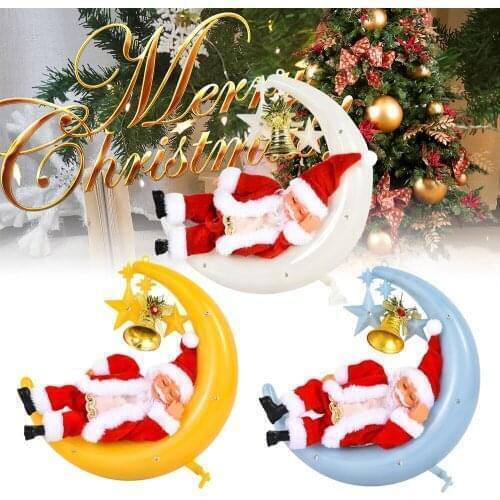 Electric Music Santa Claus Moon Hanging Ornament Xmas Decor Kid Gift 2021