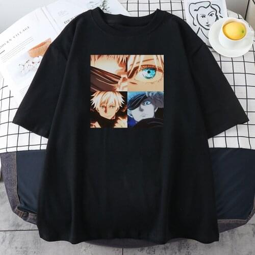 Japanese Cartoon Satoru Gojo Eyes Printing Female t Shirts Summer Large Size Clothing Anime Slim t-Shirts Fashion Women t Shirt