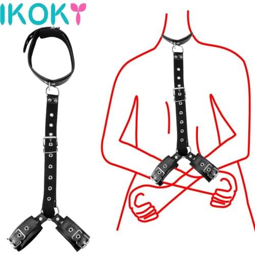 IKOKY Neck Collar Slave Sex Accessories SM Products Sexy Bondage Handcuffs Adjustable Erotic Sex Toys For Couples Woman