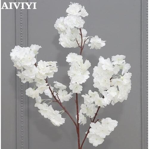 Fake Cherry Blossom Flower Branch Begonia Sakura Tree Stem Event DIY Wedding Tree Decor Artificial Decorative Flowers