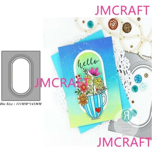 JMCRAFT 2021 New Oval Border Background Metal Cutting Dies DIY Scrapbook Handmade Paper Craft Metal Steel Template Dies