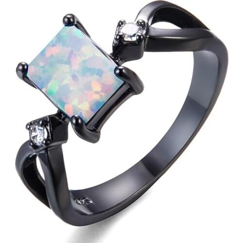 Classic Women Ring Fashion Lady White Square Ring Wedding Accessories Jewelry For Girl Party Best Gift